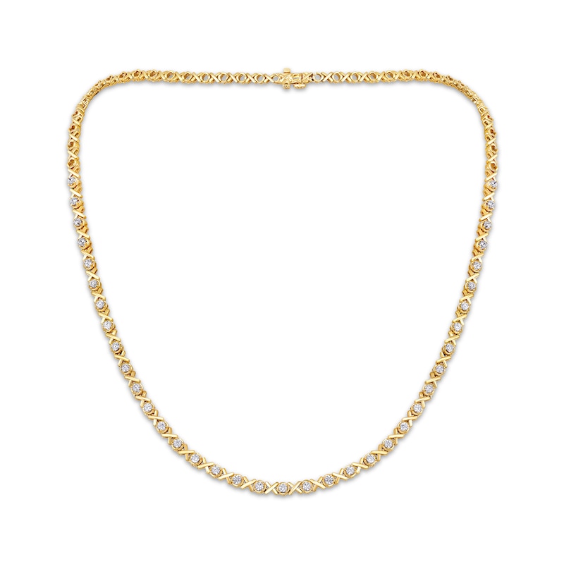 Main Image 1 of Diamond &quot;XO&quot; Riviera Necklace 1/2 ct tw 10K Yellow Gold 18&quot;