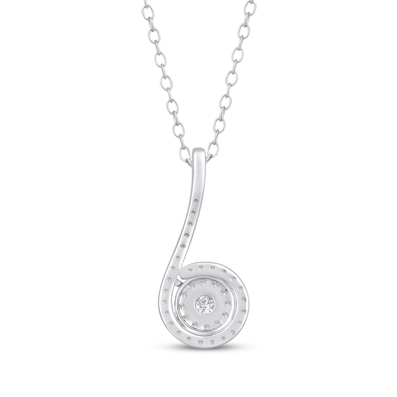 Main Image 3 of Multi-Diamond Swirl Drop Necklace 1/3 ct tw 10K White Gold 18&quot;