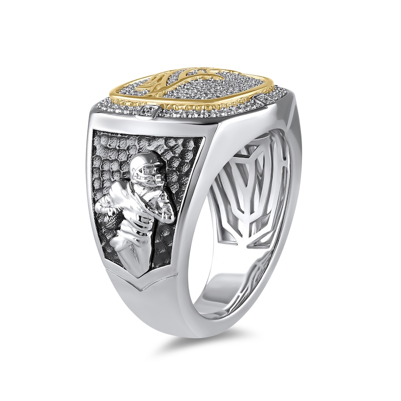 Main Image 2 of True Fans Player's Association Sterling Silver & 10K Yellow Gold Ring showcasing Russell Wilson of the Denver Broncos