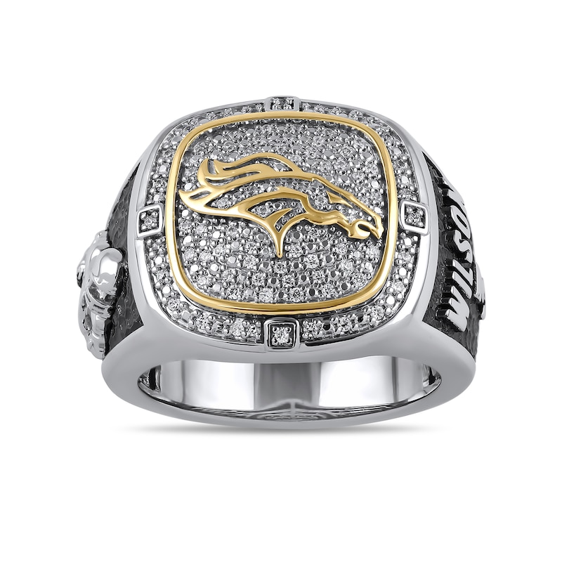 Main Image 3 of True Fans Player's Association Sterling Silver & 10K Yellow Gold Ring showcasing Russell Wilson of the Denver Broncos