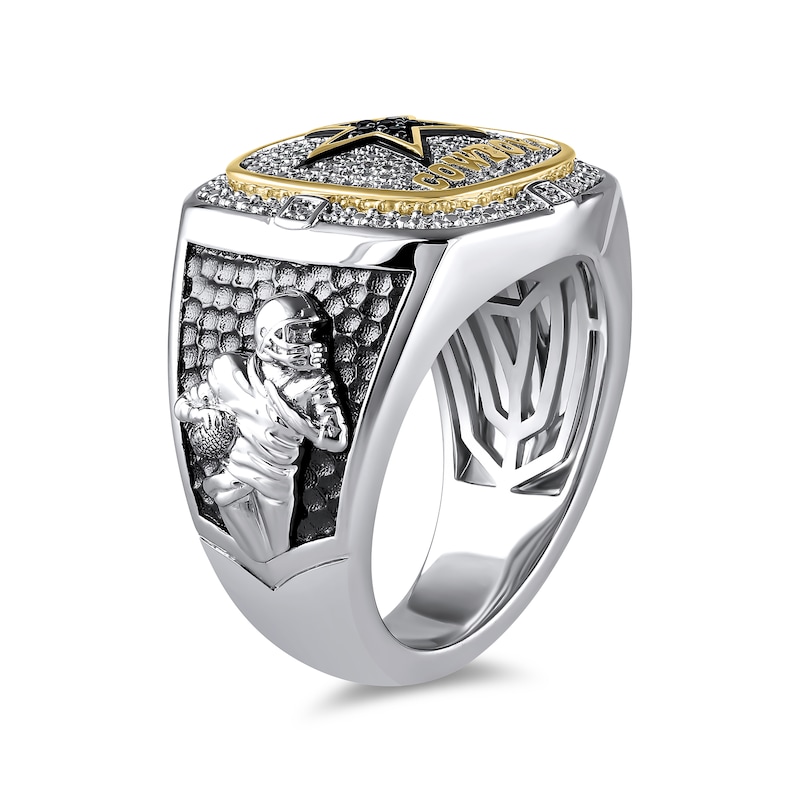 Main Image 2 of True Fans Player's Association Sterling Silver & 10K Yellow Gold Ring showcasing Dak Prescott of the Dallas Cowboys