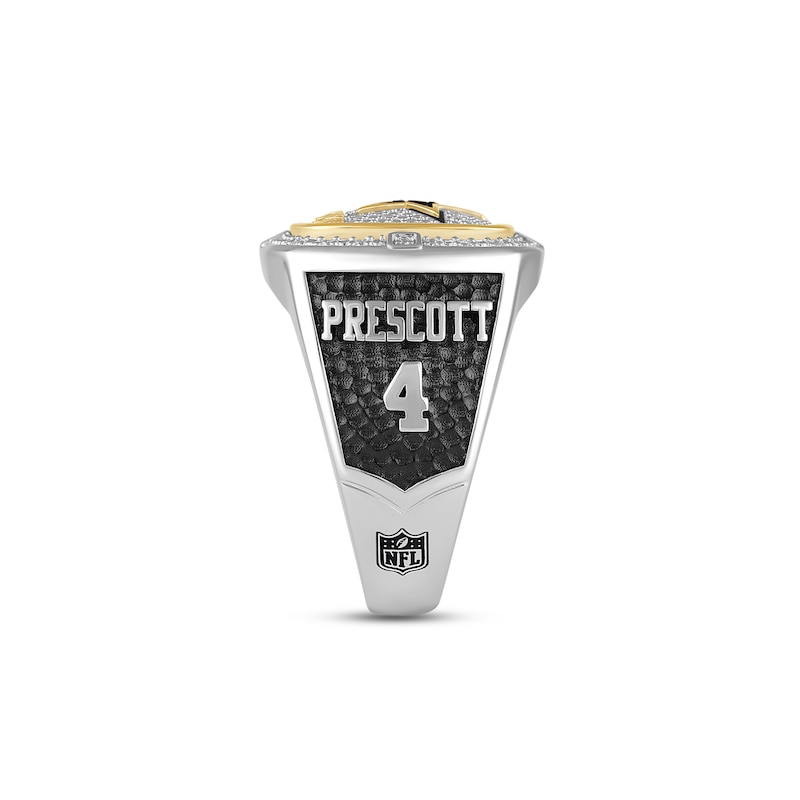 Main Image 4 of True Fans Player's Association Sterling Silver & 10K Yellow Gold Ring showcasing Dak Prescott of the Dallas Cowboys