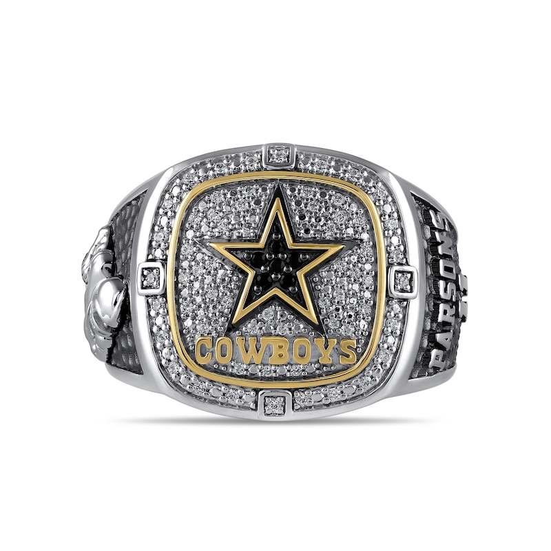 Main Image 1 of True Fans Player's Association Sterling Silver & 10K Yellow Gold Ring showcasing Micah Parsons of the Dallas Cowboys