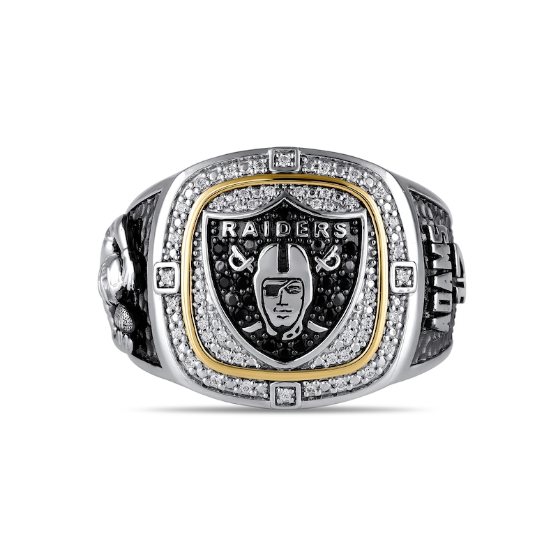 Main Image 1 of True Fans Player's Association Sterling Silver & 10K Yellow Gold Ring showcasing Davante Adams of the Las Vegas Raiders