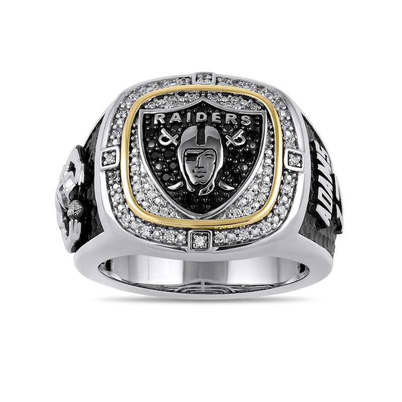 Main Image 3 of True Fans Player's Association Sterling Silver & 10K Yellow Gold Ring showcasing Davante Adams of the Las Vegas Raiders