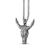 Thumbnail Image 1 of Men's Black Spinel Bull Necklace Oxidized Sterling Silver 24"