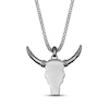 Thumbnail Image 2 of Men's Black Spinel Bull Necklace Oxidized Sterling Silver 24"