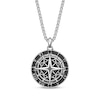 Thumbnail Image 0 of Men's Black Spinel Compass with Roman Numerals Necklace Sterling Silver 24"