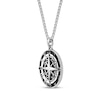 Thumbnail Image 1 of Men's Black Spinel Compass with Roman Numerals Necklace Sterling Silver 24"