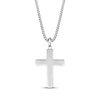 Thumbnail Image 3 of Men's Black Spinel Patterned Cross Necklace Sterling Silver 24&quot;