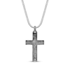 Thumbnail Image 3 of Men's Black Spinel & Leather Cross Necklace Sterling Silver 24&quot;