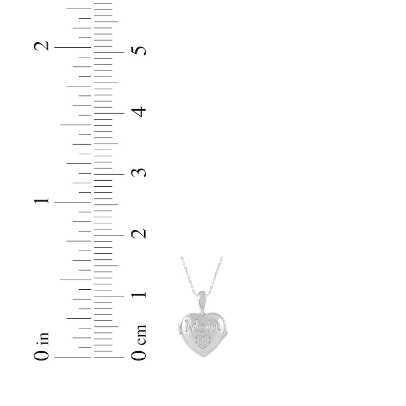 Main Image 3 of Diamond &quot;Mom&quot; Heart Locket 1/20 ct tw Sterling Silver 18&quot;