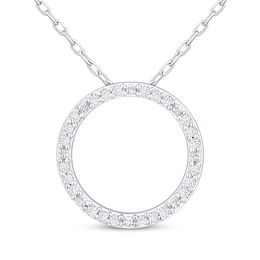 Diamond Eternity Circle Necklace 1/8 ct tw Sterling Silver 18&quot;