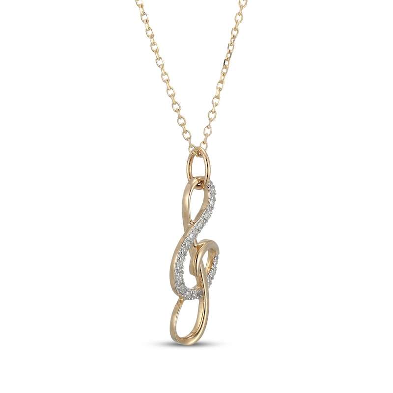 Main Image 2 of Diamond Treble Clef Necklace 1/10 ct tw 10K Yellow Gold 18&quot;