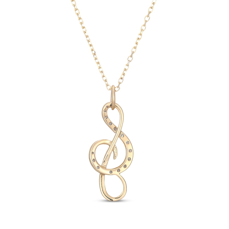 Main Image 3 of Diamond Treble Clef Necklace 1/10 ct tw 10K Yellow Gold 18&quot;