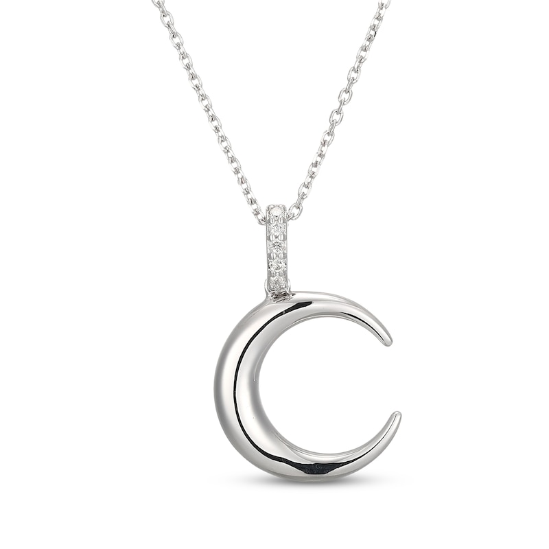 Diamond Crescent Moon Necklace 1/20 ct tw Sterling Silver 18"