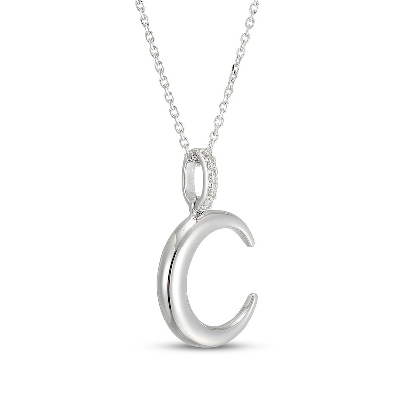 Diamond Crescent Moon Necklace 1/20 ct tw Sterling Silver 18"