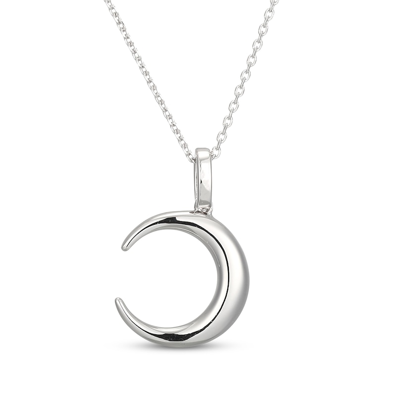 Diamond Crescent Moon Necklace 1/20 ct tw Sterling Silver 18"