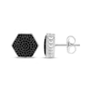 Thumbnail Image 1 of Men's Black Diamond Multi-Stone Hexagon Stud Earrings 1/2 ct tw 10K White Gold