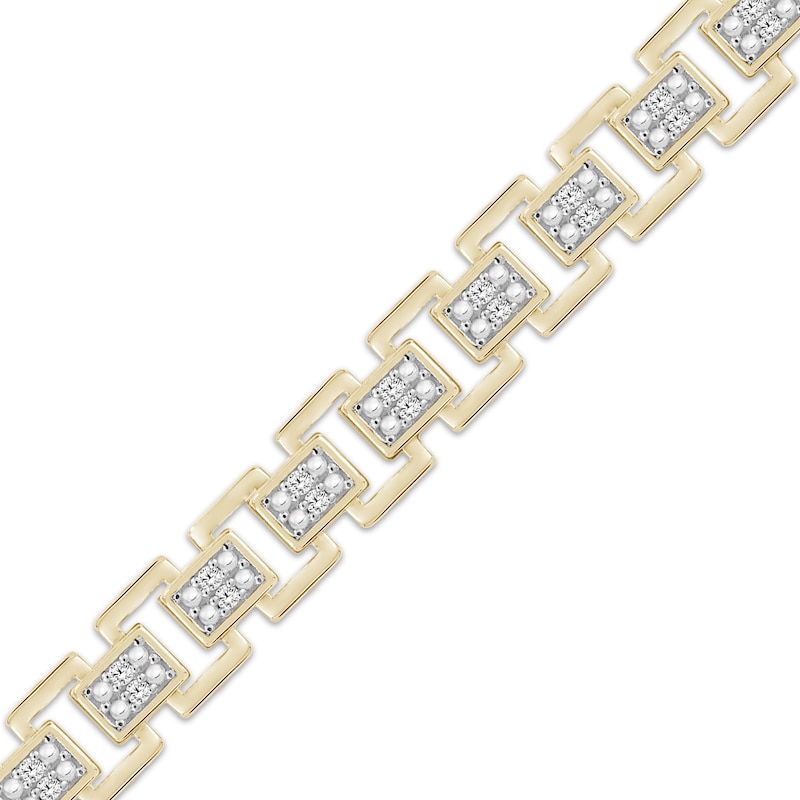 Main Image 2 of Men's Multi-Diamond Rectangle Link Necklace 2-1/6 ct tw 10K Yellow Gold 20&quot;