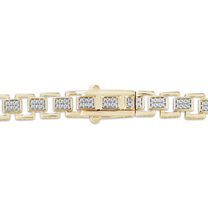 Main Image 3 of Men's Multi-Diamond Rectangle Link Necklace 2-1/6 ct tw 10K Yellow Gold 20&quot;