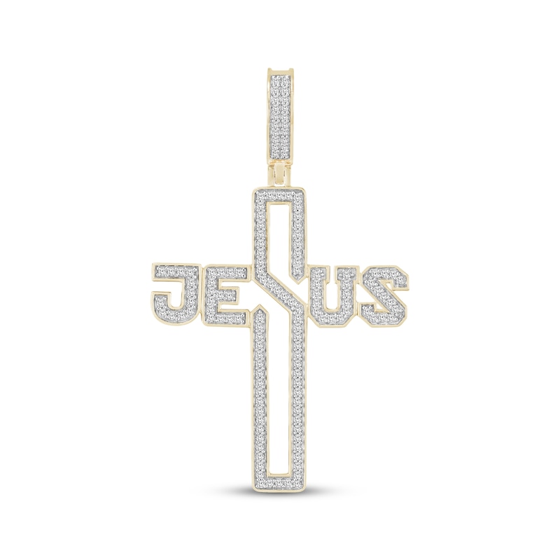 Main Image 1 of Men's Diamond &quot;Jesus&quot; Cross Charm 1/2 ct tw 10K Yellow Gold