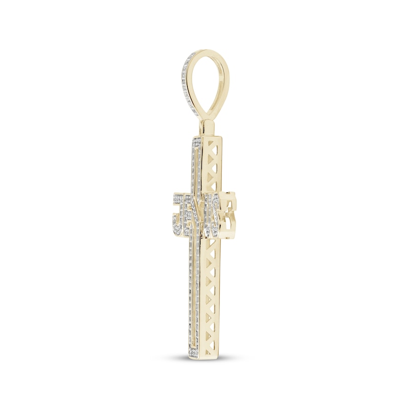 Main Image 2 of Men's Diamond &quot;Jesus&quot; Cross Charm 1/2 ct tw 10K Yellow Gold