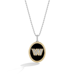 True Fans Washington Commanders 1/15 CT. T.W. Diamond and Oval Black Onyx Necklace in Sterling Silver and 10K Yellow Gold