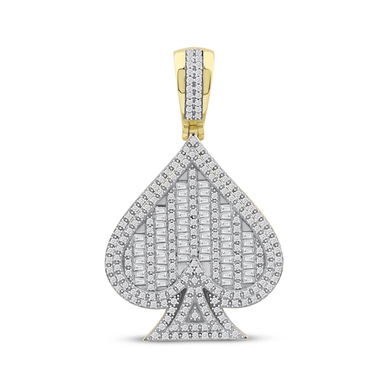 Baguette & Round-Cut Diamond Spade Charm 1 ct tw 10K Yellow Gold