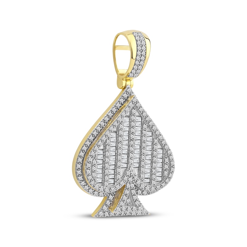 Baguette & Round-Cut Diamond Spade Charm 1 ct tw 10K Yellow Gold