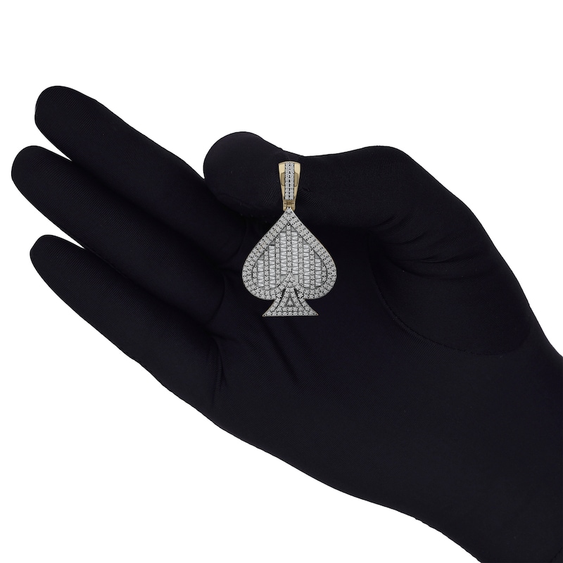 Baguette & Round-Cut Diamond Spade Charm 1 ct tw 10K Yellow Gold