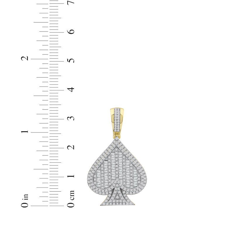 Baguette & Round-Cut Diamond Spade Charm 1 ct tw 10K Yellow Gold