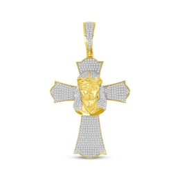 Diamond Cross & Jesus Charm 1 ct tw 10K Yellow Gold