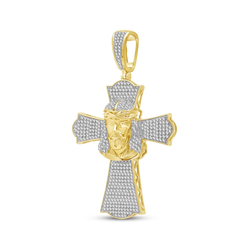 Main Image 2 of Diamond Cross & Jesus Charm 1 ct tw 10K Yellow Gold