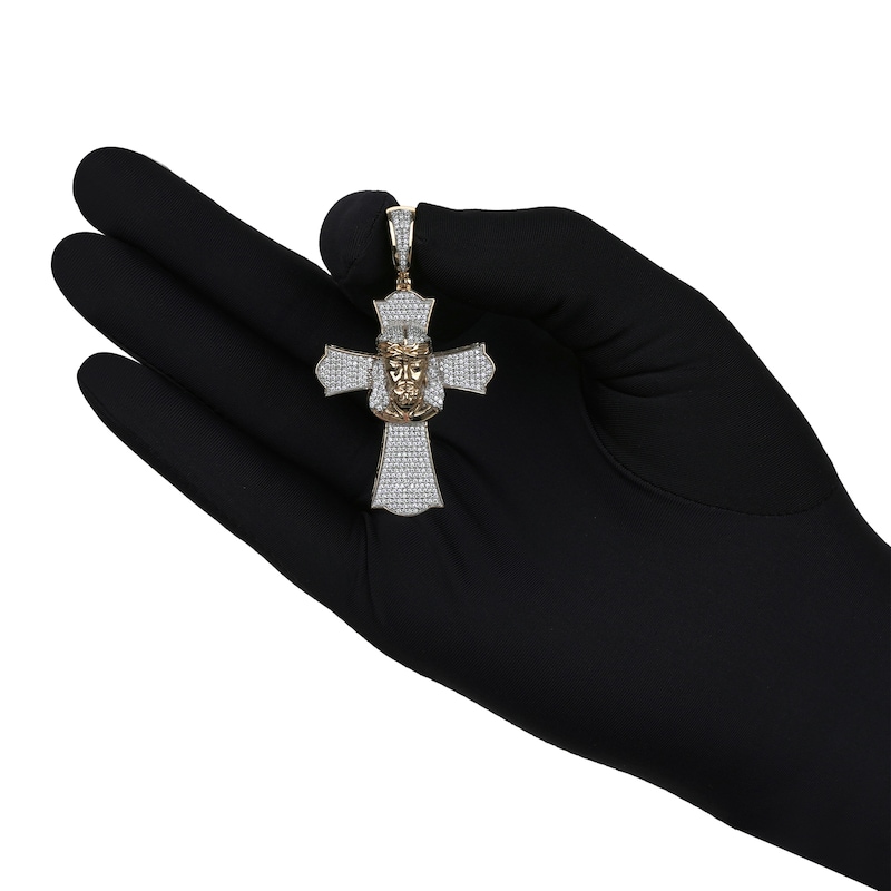 Main Image 4 of Diamond Cross & Jesus Charm 1 ct tw 10K Yellow Gold