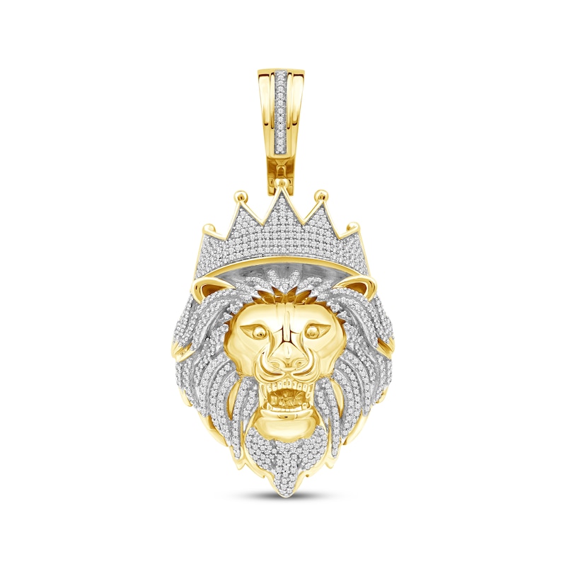 Diamond Lion Head with Crown Charm 1-1/4 ct tw 10K Yellow Gold