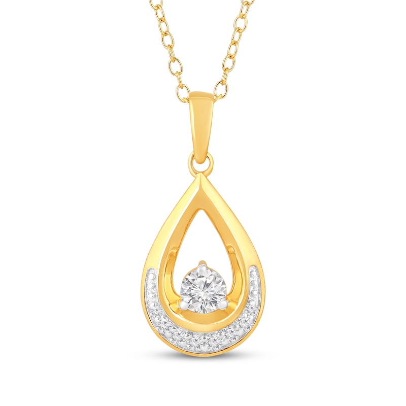 Main Image 1 of Diamond Teardrop Necklace 1/4 ct tw 10K Yellow Gold 18&quot;