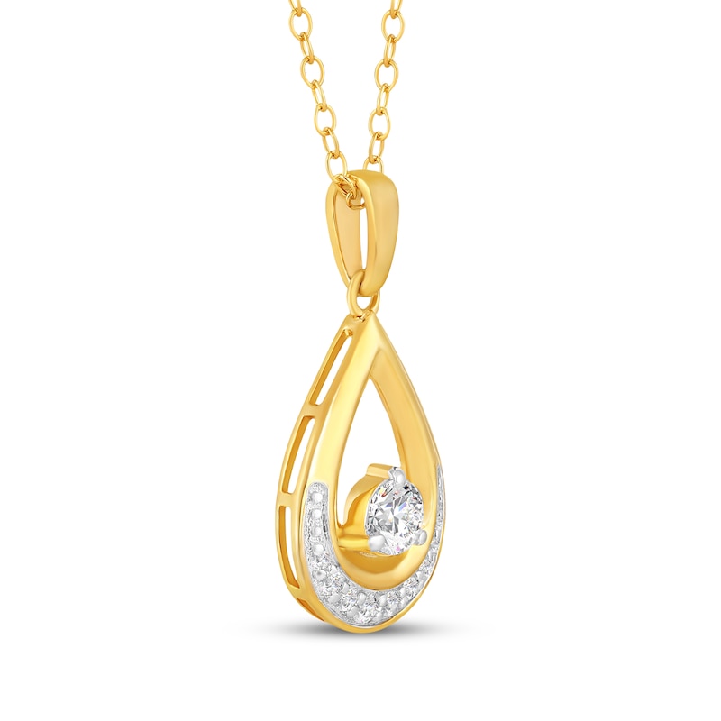 Main Image 2 of Diamond Teardrop Necklace 1/4 ct tw 10K Yellow Gold 18&quot;