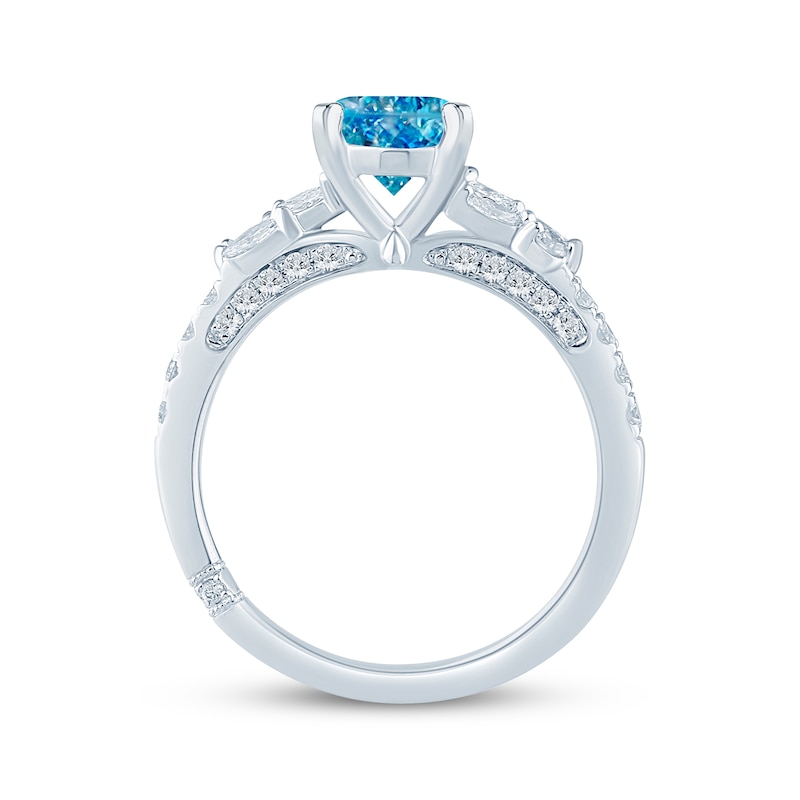 Monique Lhuillier Bliss Oval-Cut Blue & White Lab-Created Diamond Engagement Ring 2 ct tw 18K White Gold