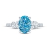 Thumbnail Image 3 of Monique Lhuillier Bliss Oval-Cut Blue & White Lab-Created Diamond Engagement Ring 2 ct tw 18K White Gold