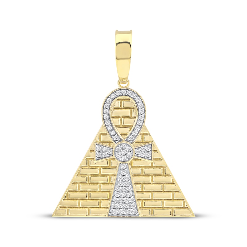 Main Image 1 of Men's Diamond Ankh Pyramid Charm 1/2 ct tw 10K Yellow Gold