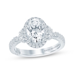 Monique Lhuillier Bliss Oval-Cut Lab-Grown Diamond Halo Engagement Ring 2 ct tw 18K White Gold