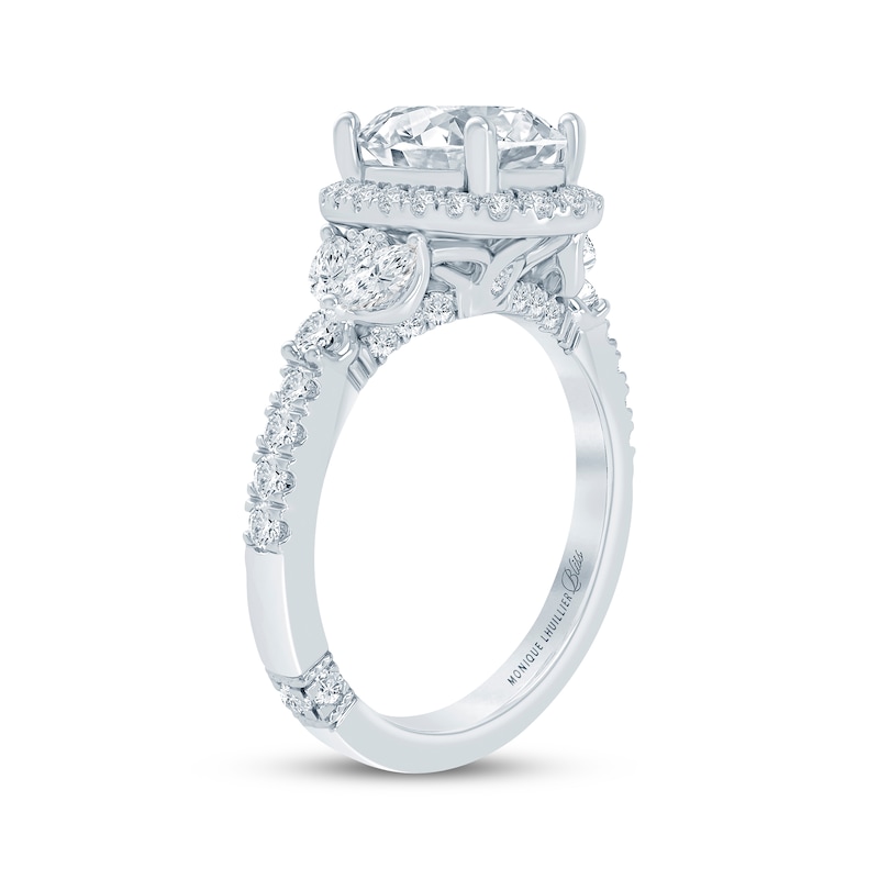 Main Image 2 of Monique Lhuillier Bliss Oval-Cut Lab-Grown Diamond Halo Engagement Ring 2 ct tw 18K White Gold