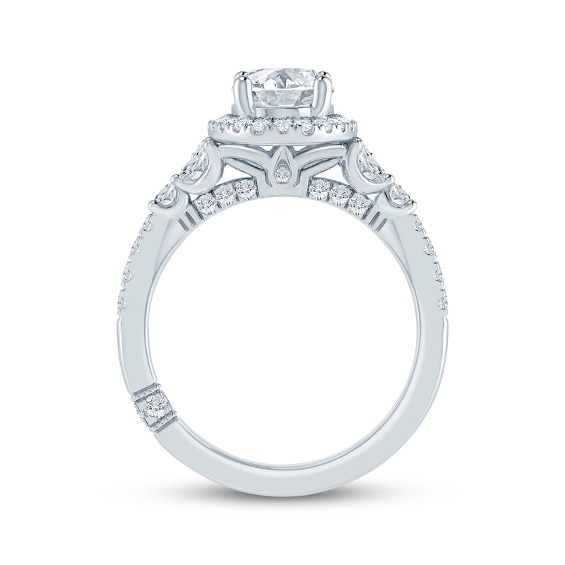 Main Image 3 of Monique Lhuillier Bliss Oval-Cut Lab-Grown Diamond Halo Engagement Ring 2 ct tw 18K White Gold