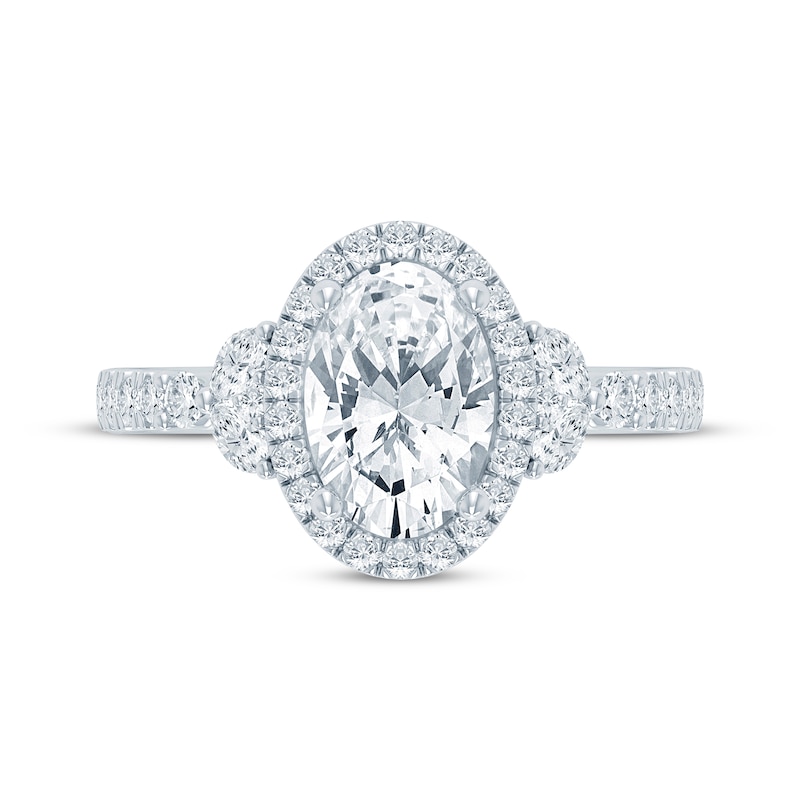 Main Image 4 of Monique Lhuillier Bliss Oval-Cut Lab-Grown Diamond Halo Engagement Ring 2 ct tw 18K White Gold