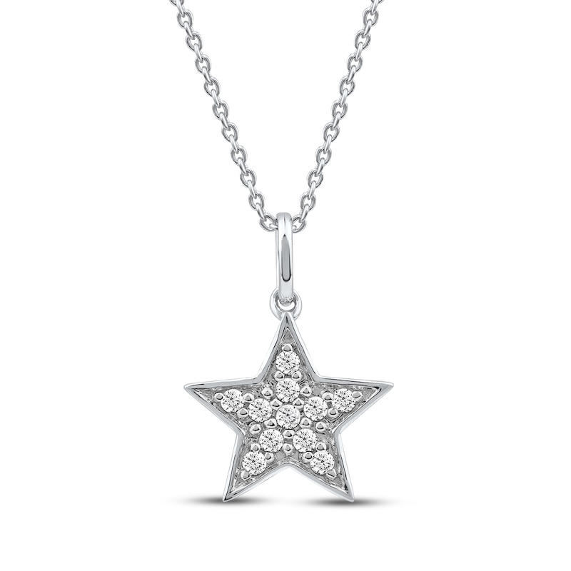 Diamond Star Necklace 1/10 ct tw 10K White Gold 18"