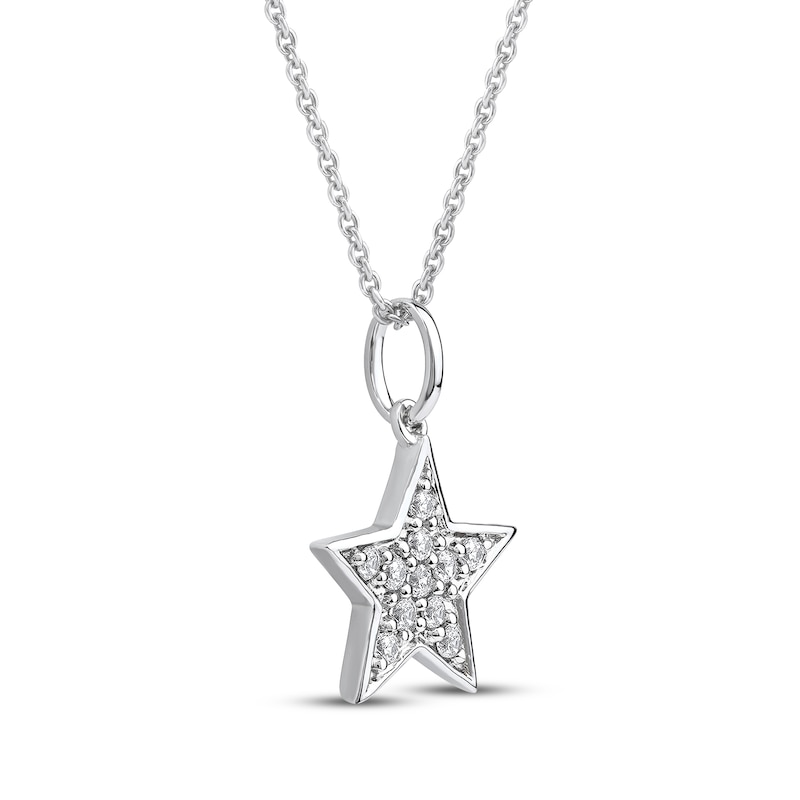 Diamond Star Necklace 1/10 ct tw 10K White Gold 18"