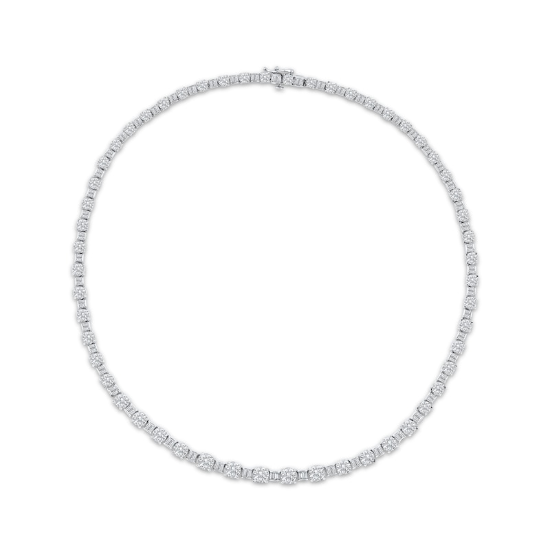 Main Image 1 of Lab-Grown Diamonds by KAY Baguette & Round-Cut Riviera Necklace 20-3/4 ct tw 14K White Gold