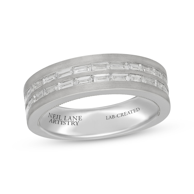 Main Image 1 of Neil Lane Artistry Men's Baguette-Cut Lab-Grown Diamond Wedding Band 1-3/8 ct tw 14K White Gold