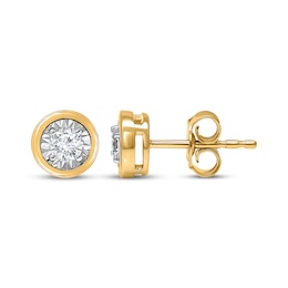 Radiant Reflections Diamond Solitaire Stud Earrings 1/3 ct tw 10K Yellow Gold (J/I3)